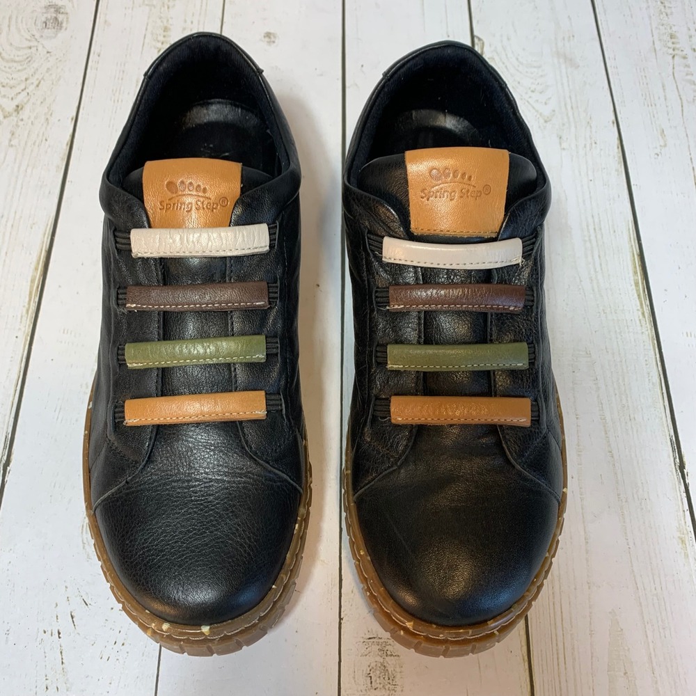 Spring Step Rugby Slip-On Black Leather Sneakers Women's Size 8.5/39 - Picture 8 of 10